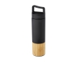 Thermal bottle with bamboo detail and handle, 540 ml colour black