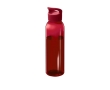 Transparent recycled plastic bottle with handle on the lid, 650 ml colour red