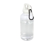 Transparent recycled plastic bottle with carabiner, 400 ml colour white