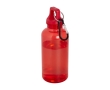Transparent recycled plastic bottle with carabiner, 400 ml colour red