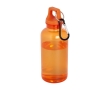 Transparent recycled plastic bottle with carabiner, 400 ml colour orange