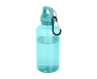 Transparent recycled plastic bottle with carabiner, 400 ml colour turquoise