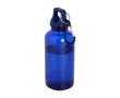 Transparent recycled plastic bottle with carabiner, 400 ml colour blue