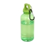 Transparent recycled plastic bottle with carabiner, 400 ml colour green
