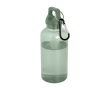 Transparent recycled plastic bottle with carabiner, 400 ml colour marbled green