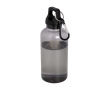 Transparent recycled plastic bottle with carabiner, 400 ml colour black