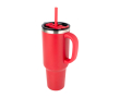 Copper double-wall vacuum-insulated straw cup, 1.2 L colour red