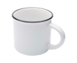 Vintage ceramic mug with black rim, 240 ml colour white