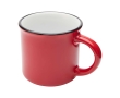 Vintage ceramic mug with black rim, 240 ml colour red