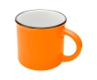 Vintage ceramic mug with black rim, 240 ml colour orange