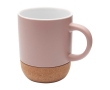 Matte-finish ceramic mug with cork base, 300 ml colour pastel pink