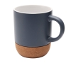 Matte-finish ceramic mug with cork base, 300 ml colour petrol blue