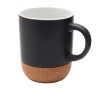 Matte-finish ceramic mug with cork base, 300 ml colour black