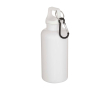 Recycled plastic bottle with carabiner and screw cap 400ml colour white