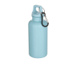 Recycled plastic bottle with carabiner and screw cap 400ml colour light blue