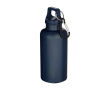 Recycled plastic bottle with carabiner and screw cap 400ml colour navy-blue