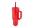 Thermal tumbler, silicone straw, anti-spill lid, 900ml colour red
