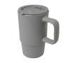 Ceramic mug, plastic lid, large handle, 450ml colour grey