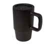 Ceramic mug, plastic lid, large handle, 450ml colour black