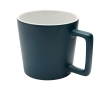 Ceramic mug with matte finish and square-shaped handle, 370 ml colour blue gray