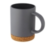 Ceramic mug with cork base, 425 ml colour dark grey