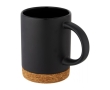 Ceramic mug with cork base, 425 ml colour black