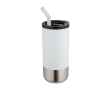 Insulated tumbler with steel straw and silicone tip 480ml colour white