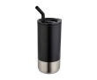 Insulated tumbler with steel straw and silicone tip 480ml colour black