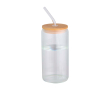 Borosilicate glass jug with bamboo lid and straw 500ml colour transparent