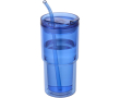 Double-wall tumbler with twist lid and integrated straw 480ml colour royal blue