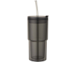 Double-wall tumbler with twist lid and integrated straw 480ml colour black