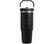 Stanley 890ml insulated tumbler with leakproof folding straw colour black