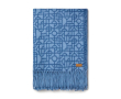 Geometric patterned throw with fringes, 130 × 170 cm colour blue