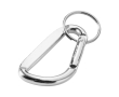 Recycled aluminium keyring with carabiner and metallic finish colour silver