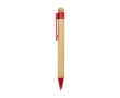 Bamboo and recycled plastic pen with clip, black ink colour red