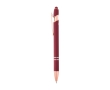Recycled aluminium pen with rose gold finish, black ink colour burgundy