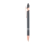 Recycled aluminium pen with rose gold finish, black ink colour taupe grey