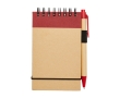 Recycled paper notebook with rings, A7, ruled pages colour red