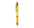 Recycled plastic pen, black details, black ink colour yellow