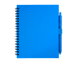 Recycled plastic notebook, pen holder, blue ink colour blue