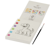 Colouring book with watercolour palette and brush colour white