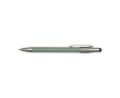Ballpoint pen with stylus tip and rotating spinner, blue ink colour marbled green