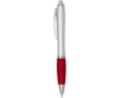 Recycled plastic click ballpoint pen with soft grip, black ink colour red