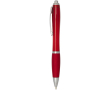 Recycled plastic click pen with grip, black ink colour red