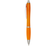 Recycled plastic click pen with grip, black ink colour orange