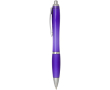 Recycled plastic click pen with grip, black ink colour purple