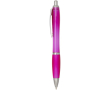 Recycled plastic click pen with grip, black ink colour pink