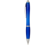 Recycled plastic click pen with grip, black ink colour royal blue