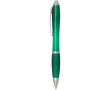 Recycled plastic click pen with grip, black ink colour green