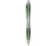 Recycled plastic click pen with grip, black ink colour marbled green